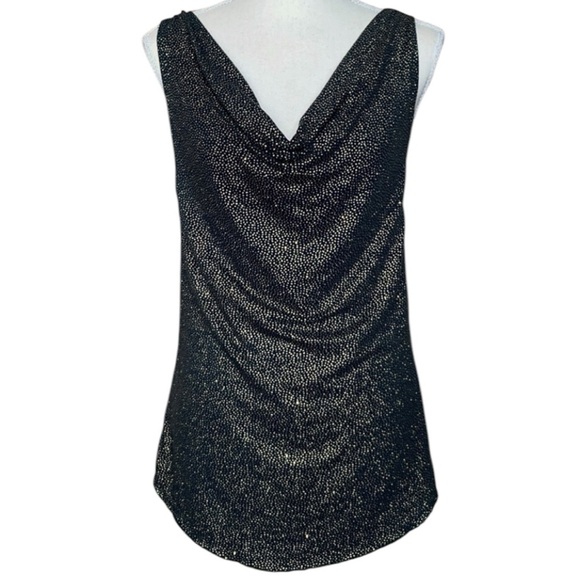 Chaser Glitter Jersey Draped Cowl Neck Halter Top Strappy Teal Green & Gold Sz M - Picture 2 of 16